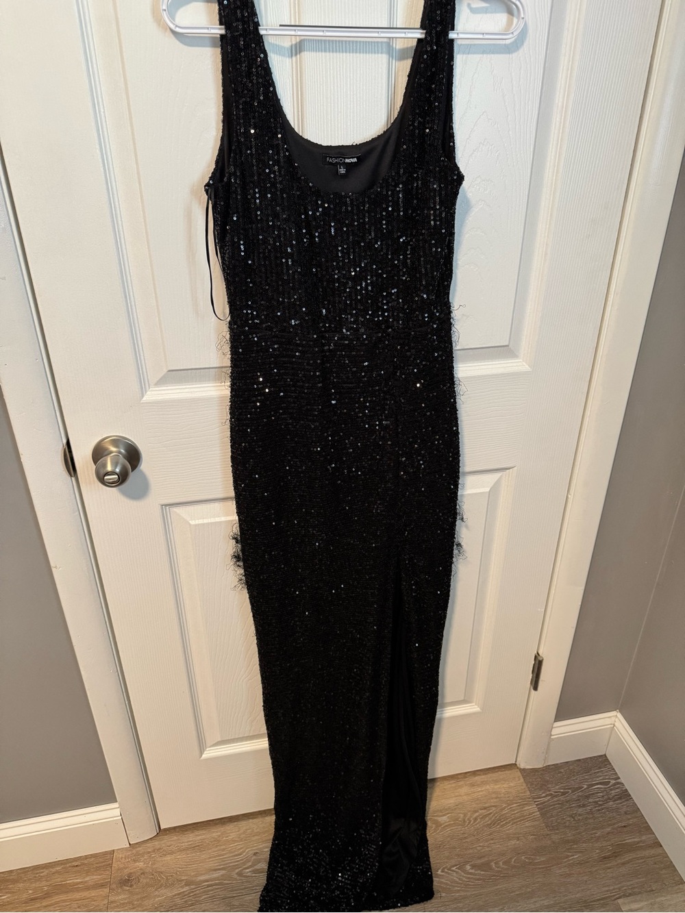 Fashion Nova Black Sequin Maxi Dress